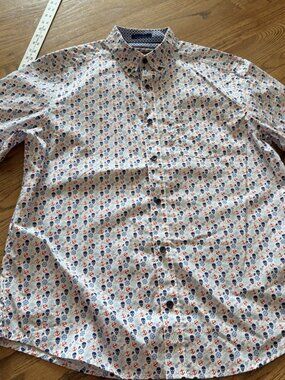 JOHNSTON & MURPHY SHORT SLEEVE BUTTON SHIRT SKULLS ANCHORS MEDIUM